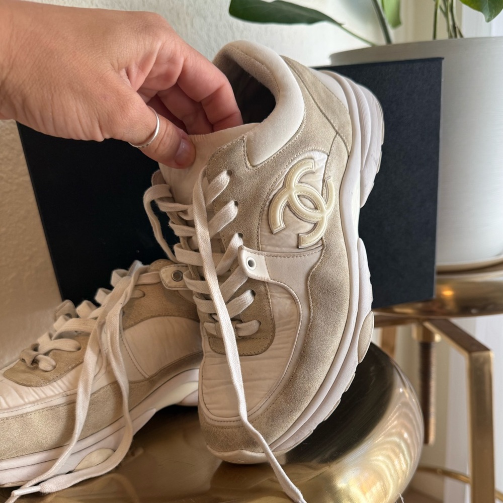 Chanel Women's Sneakers off-white, suede leather & fabric 38 - Picture 3 of 12